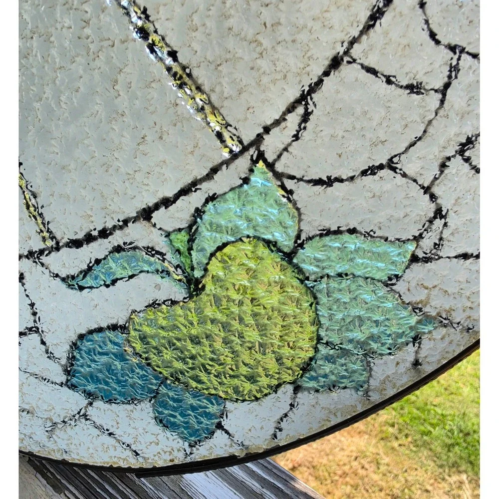 VTG Mid Century 50s Americana Swag Lamp Fruit Motif Tiffany Style Stained Glass